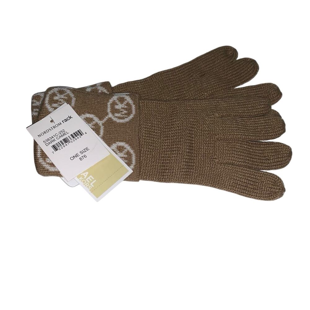Michael Kors Tan Gloves with Logo Cuff - Picture 2 of 9